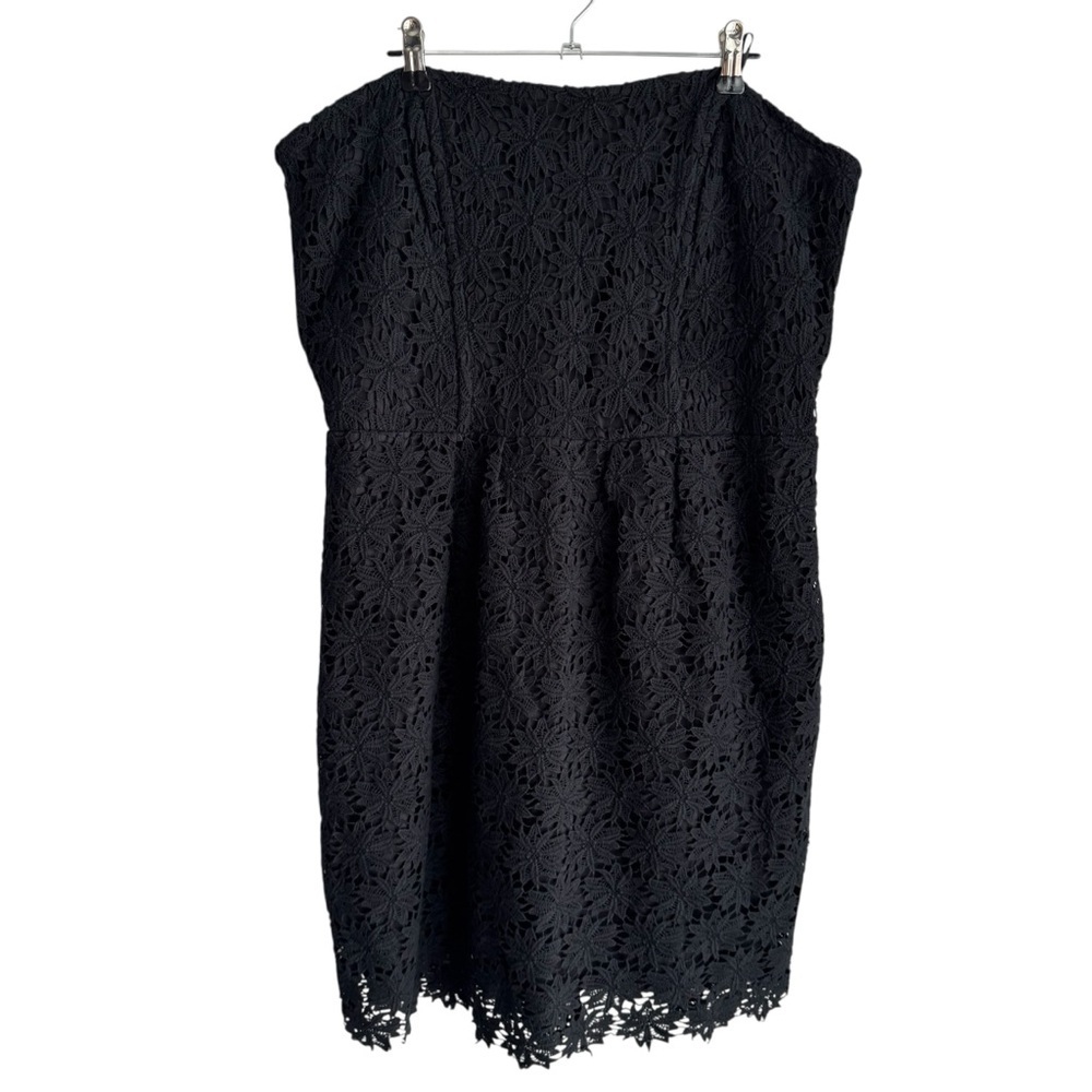 Temperance Eyelet Lace Strapless Mini Dress XL Black Floral Cocktail Party LBD